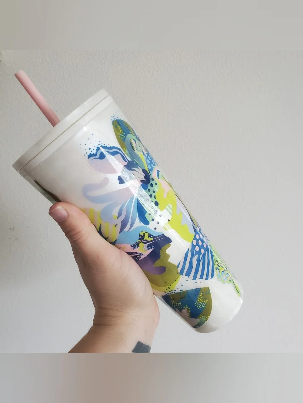 NEW Starbucks Summer Pearl Marble Floral 2024 Venti Tumbler 24oz Pastel Pink